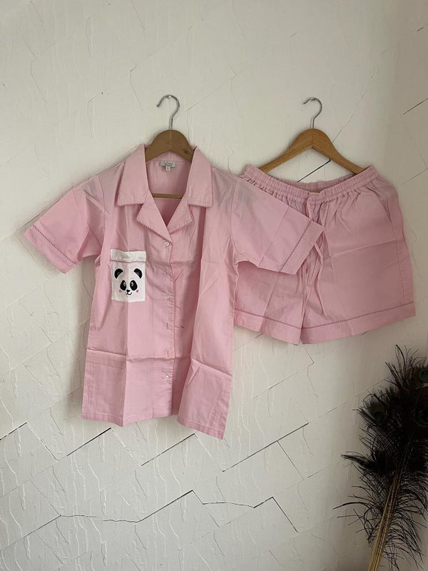 Baby Pink Panda Short Set