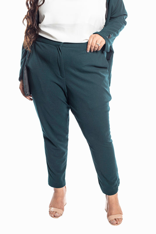 Green tapered fit plisse smart trouser | River Island